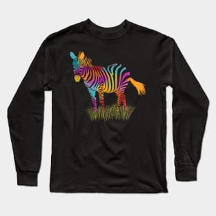 Rainbow Colored Zebra Long Sleeve T-Shirt